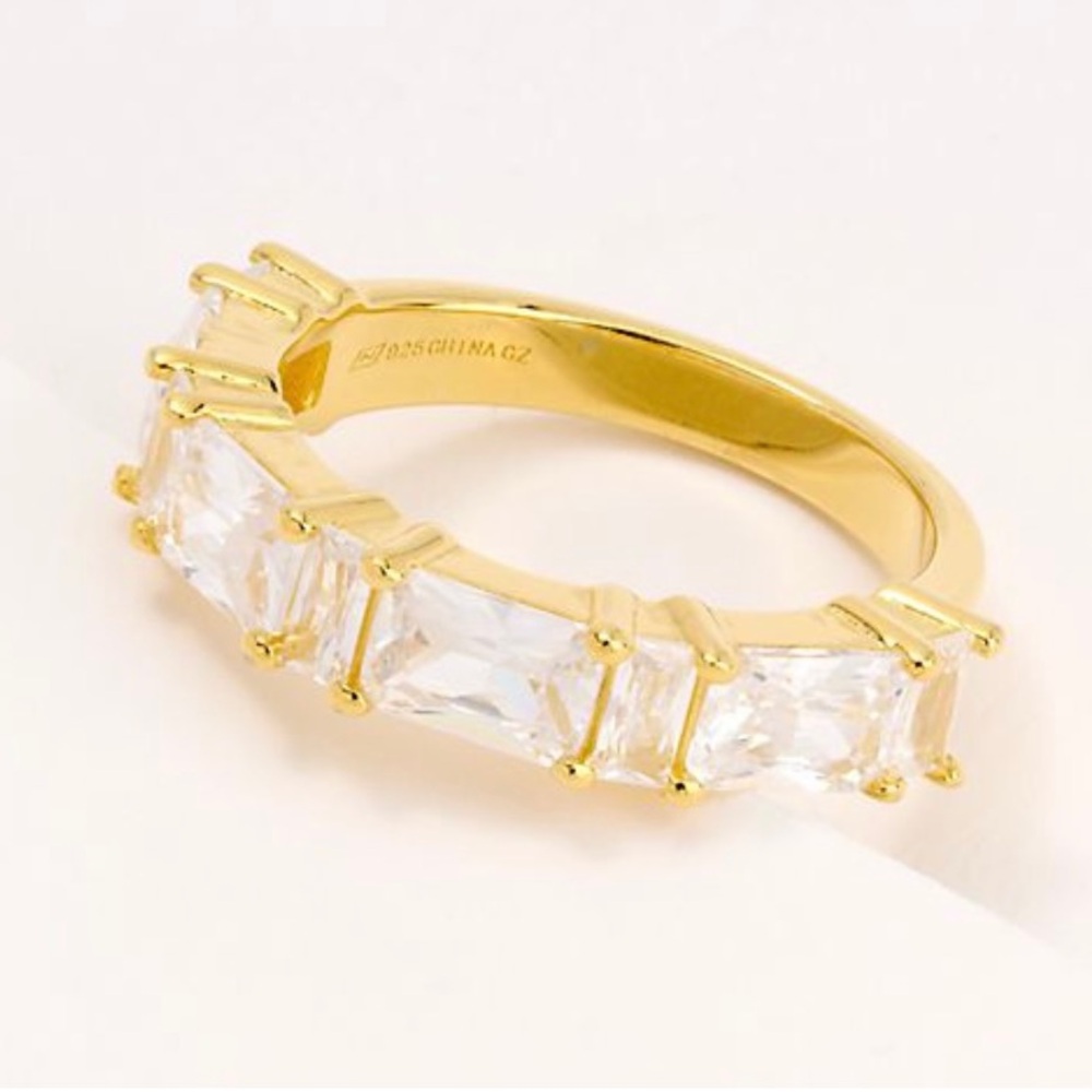 Diamonique Gold and White Ring